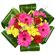 Spring. Bright and cheerful flower arrangement of roses, gerberas and spray chrysanthemums. France
