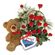 You are My Valentine!. A basket of red roses with greens, plush teddy and delicious  chocolates in a heart-shaped box.

. France